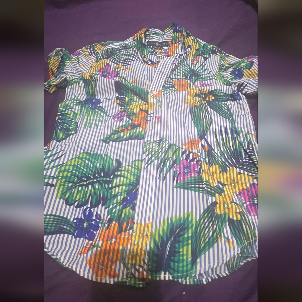 Ralph lauren Tropical Floral boys button up Shirt (big boy) M